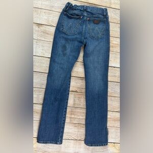 Wrangler Retro Western Cowboy Slim Boot Denim Blue Jeans Boys Size 18 Regular